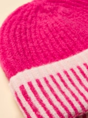 Joules Kids Wanderer Bright Pink Beanie Hat - Image 4 of 4