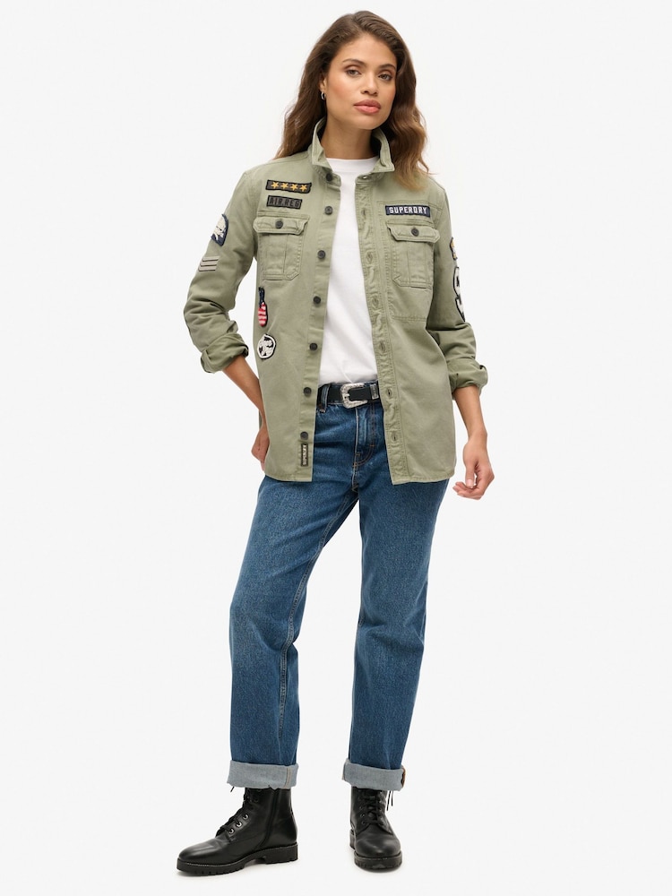 Superdry Green 100% Cotton Long Sleeve Scout Shirt - Image 1 of 2