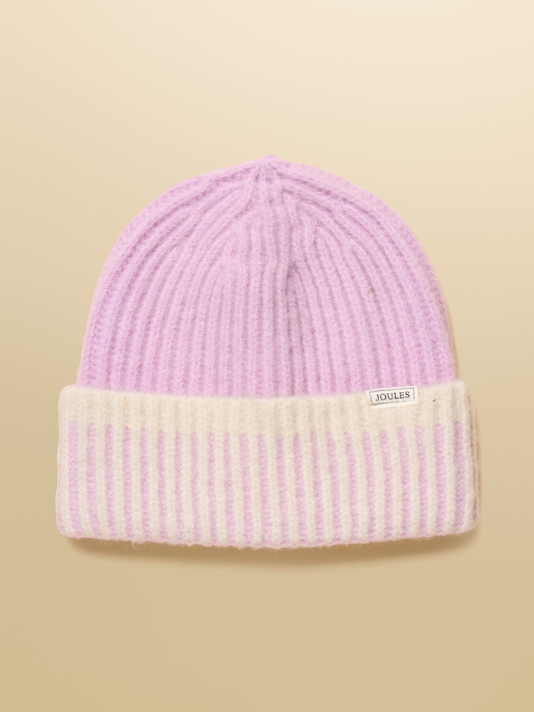 Joules Kids Wanderer Lilac Purple Beanie Hat - Image 1 of 4 Joules Kids Wanderer Lilac Purple Beanie Hat - Image 1 of 4