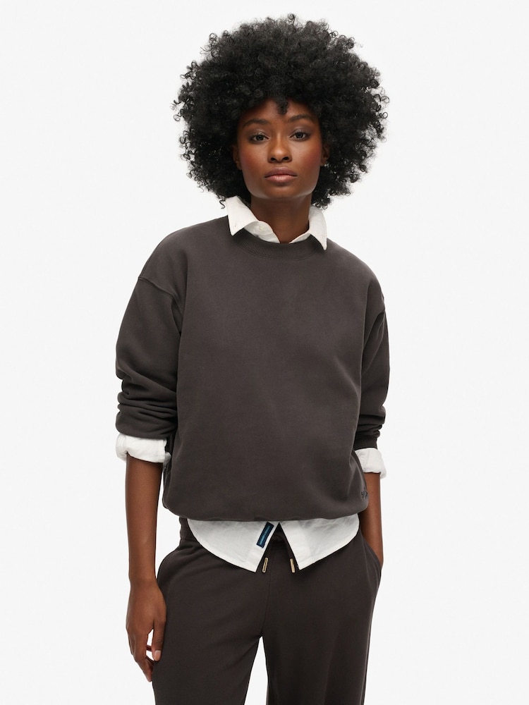 Superdry Black Relaxed Fit Essential Logo Sweatshirt - Image 1 of 7