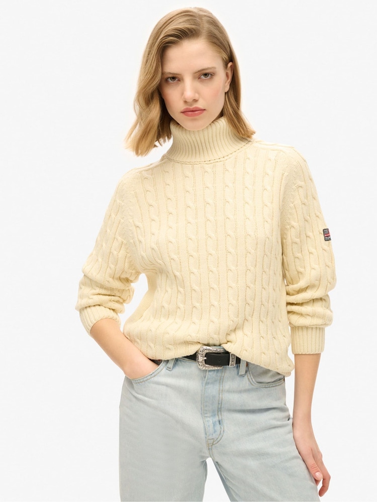 Superdry Slouchy Cable com gola alta Jumper - Imagem 1 de 6