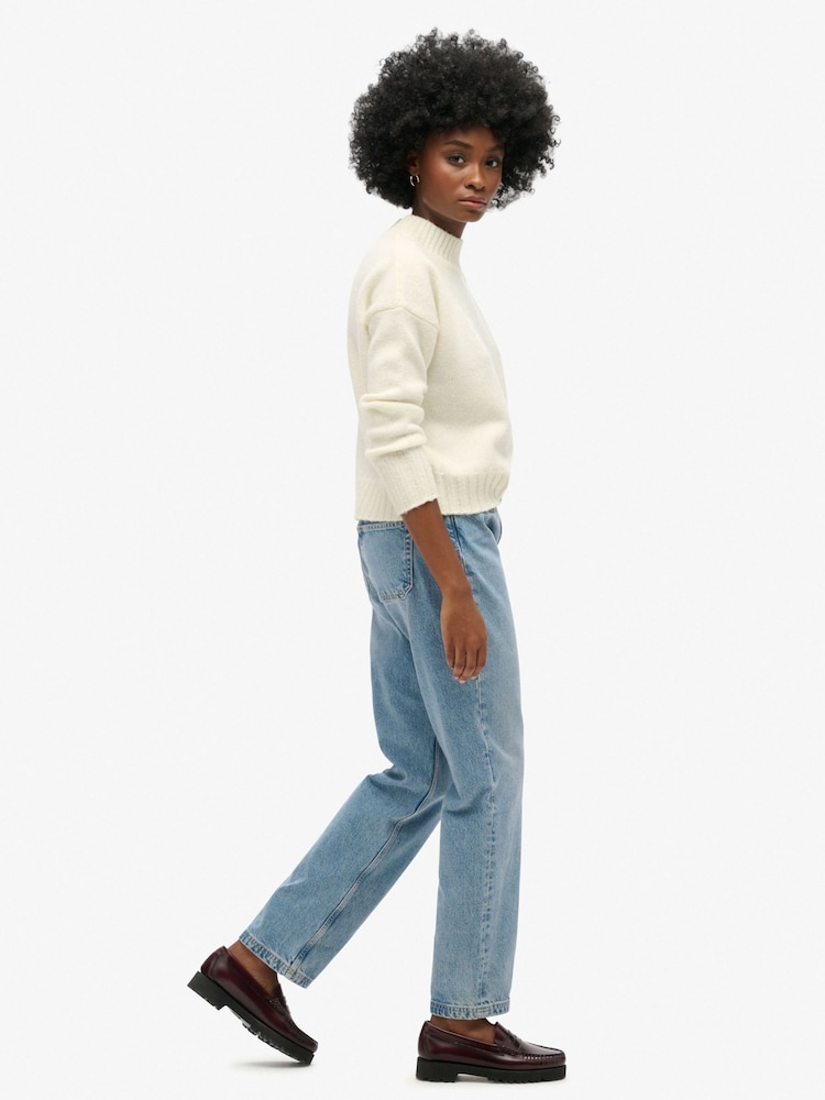 Superdry Blue 100% Cotton Mid Rise Straight Leg Jeans - Image 2 of 4 Superdry Blue 100% Cotton Mid Rise Straight Leg Jeans - Image 2 of 4
