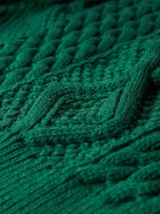 Superdry Green Aran Cable Knit Polo Jumper - Image 6 of 6