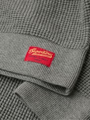 Superdry Grey Textured Crew Knitted 100% Cotton Jumper - Image 4 of 4