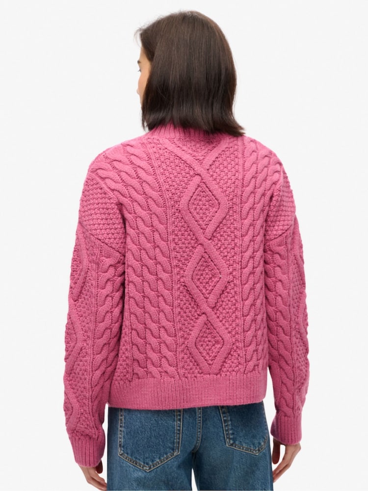 Superdry Aran Polo-Strickpullover mit Zopfmuster - Bild 2 von 6 Superdry Aran Polo-Strickpullover mit Zopfmuster - Bild 2 von 6