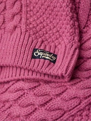 Superdry Pink Aran Cable Knit Polo Jumper - Image 6 of 6
