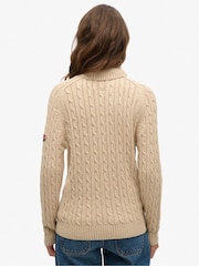 Superdry Nude 100% Cotton Slouchy Cable Roll Neck Jumper - Image 2 of 5