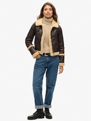 Superdry Nude 100% Cotton Slouchy Cable Roll Neck Jumper - Image 3 of 5