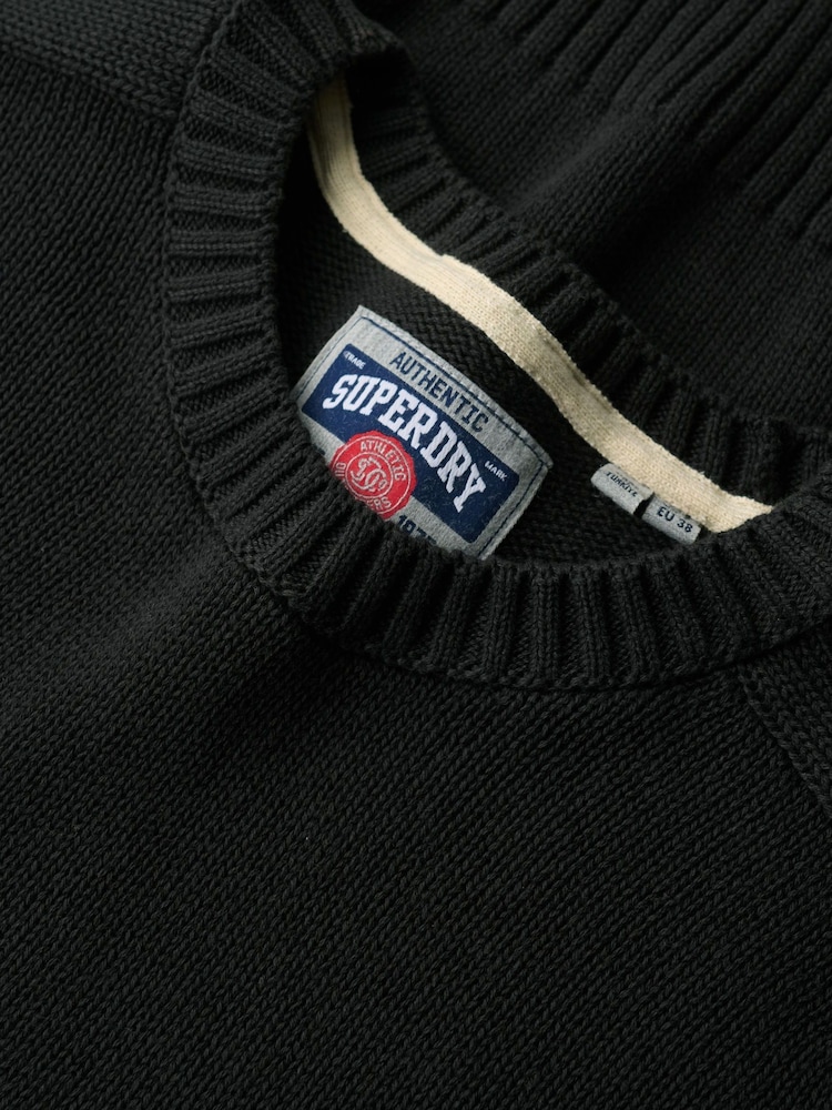 Superdry Grey 100% Cotton Slouchy Knitted Crew Sweatshirt - Image 6 of 6