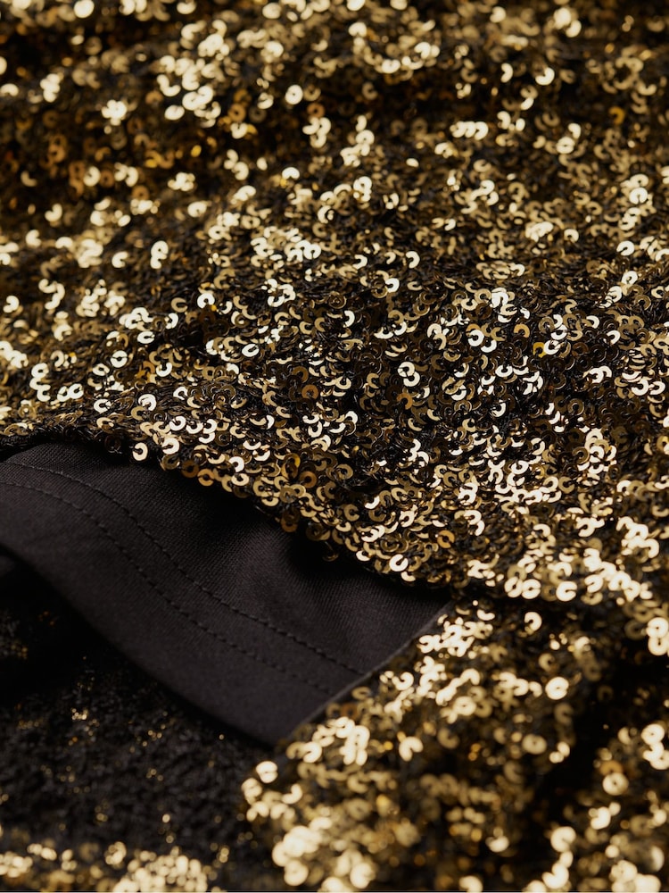 Superdry Gold Sequin Wrap Mini Dress - Image 7 of 7 Superdry Gold Sequin Wrap Mini Dress - Image 7 of 7