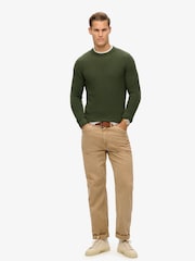 Superdry Green 100% Cotton Textured Crew Knitted Jumper - Image 1 of 2
