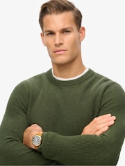 Superdry Green 100% Cotton Textured Crew Knitted Jumper - Image 2 of 2
