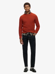 Superdry Orange 100% Cotton Textured Crew Knitted Jumper - Image 1 of 6
