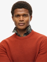 Superdry Orange 100% Cotton Textured Crew Knitted Jumper - Image 4 of 6