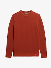 Superdry Orange 100% Cotton Textured Crew Knitted Jumper - Image 5 of 6