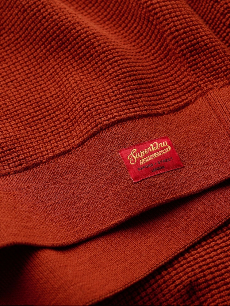 Superdry Orange 100% Cotton Textured Crew Knitted Jumper - Image 6 of 6 Superdry Orange 100% Cotton Textured Crew Knitted Jumper - Image 6 of 6