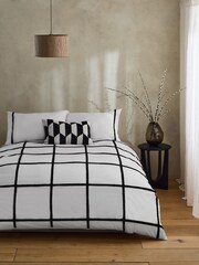 Natural Tufted Check 100% Cotton Duvet Cover and Pillowcase Set - Image 1 of 4