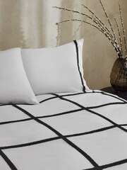 Natural Tufted Check 100% Cotton Duvet Cover and Pillowcase Set - Image 2 of 4