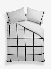 Natural Tufted Check 100% Cotton Duvet Cover and Pillowcase Set - Image 4 of 4
