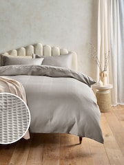 Charcoal Grey 300 Thread Count Waffle Texture Duvet Cover and Pillowcase Set - Image 1 of 4