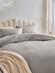 Charcoal Grey 300 Thread Count Waffle Texture Duvet Cover and Pillowcase Set - Image 2 of 4