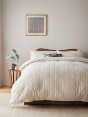 Natural Quilted Duvet Cover and Pillowcase Set - Image 1 of 4