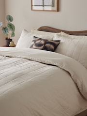 Natural Quilted Duvet Cover and Pillowcase Set - Image 2 of 4