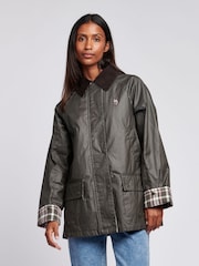 U.S. Polo Assn. Grey Womens Waxed 100% Cotton Short Parka - Image 1 of 11