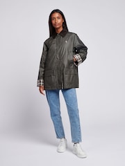 U.S. Polo Assn. Grey Womens Waxed 100% Cotton Short Parka - Image 3 of 11