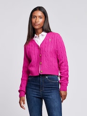 U.S. Polo Assn Pink Womens Cable Knit Cardigan - Image 1 of 4