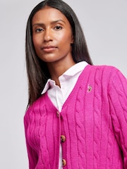 U.S. Polo Assn Pink Womens Cable Knit Cardigan - Image 2 of 4
