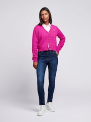 U.S. Polo Assn Pink Womens Cable Knit Cardigan - Image 3 of 4