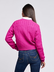 U.S. Polo Assn Pink Womens Cable Knit Cardigan - Image 4 of 4
