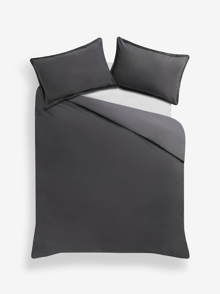 Grey Charcoal Corduroy Duvet Cover and Pillowcase Set - Image 4 of 4
