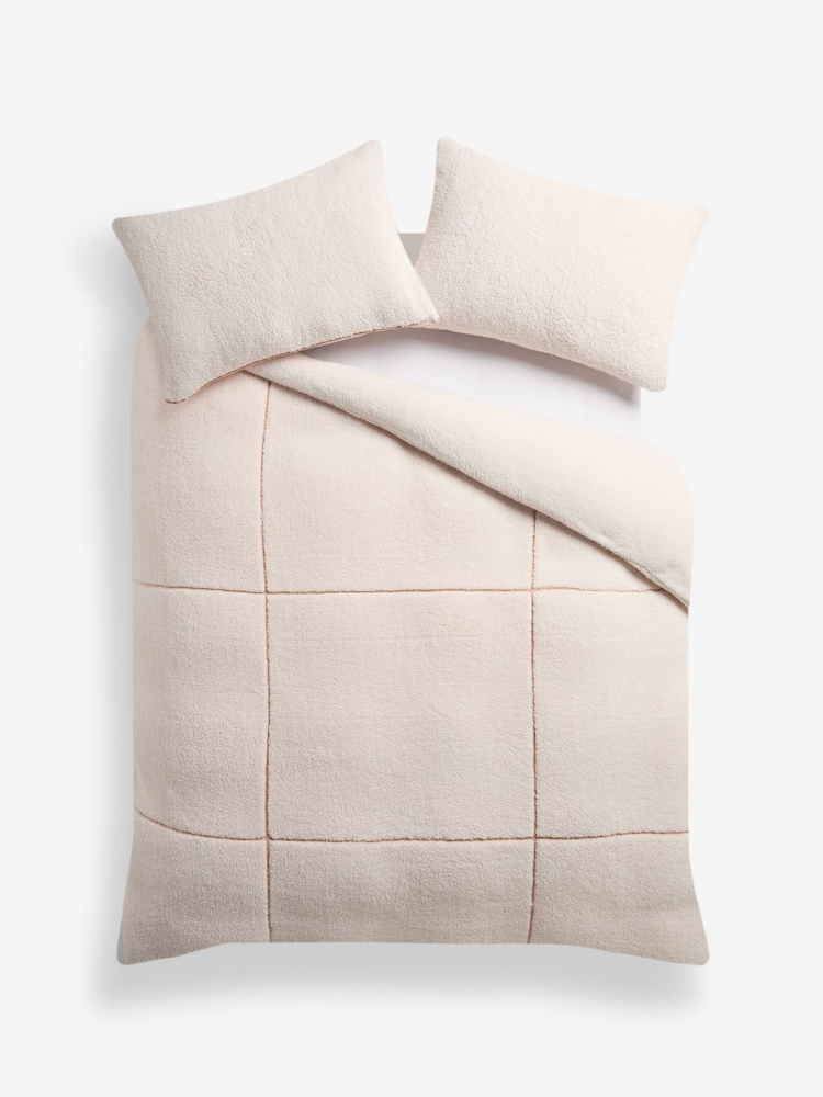 Natural Fleece Trim Duvet Cover and Pillowcase Set - Image 5 of 5 Natural Fleece Trim Duvet Cover and Pillowcase Set - Image 5 of 5