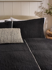 Black Fleece Trim Duvet Cover and Pillowcase Set - Image 3 of 6