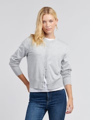 U.S. Polo Assn Grey Womens Crafted Fine Knit Cardigan - Image 1 of 6