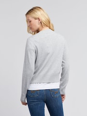 U.S. Polo Assn Grey Womens Crafted Fine Knit Cardigan - Image 4 of 6