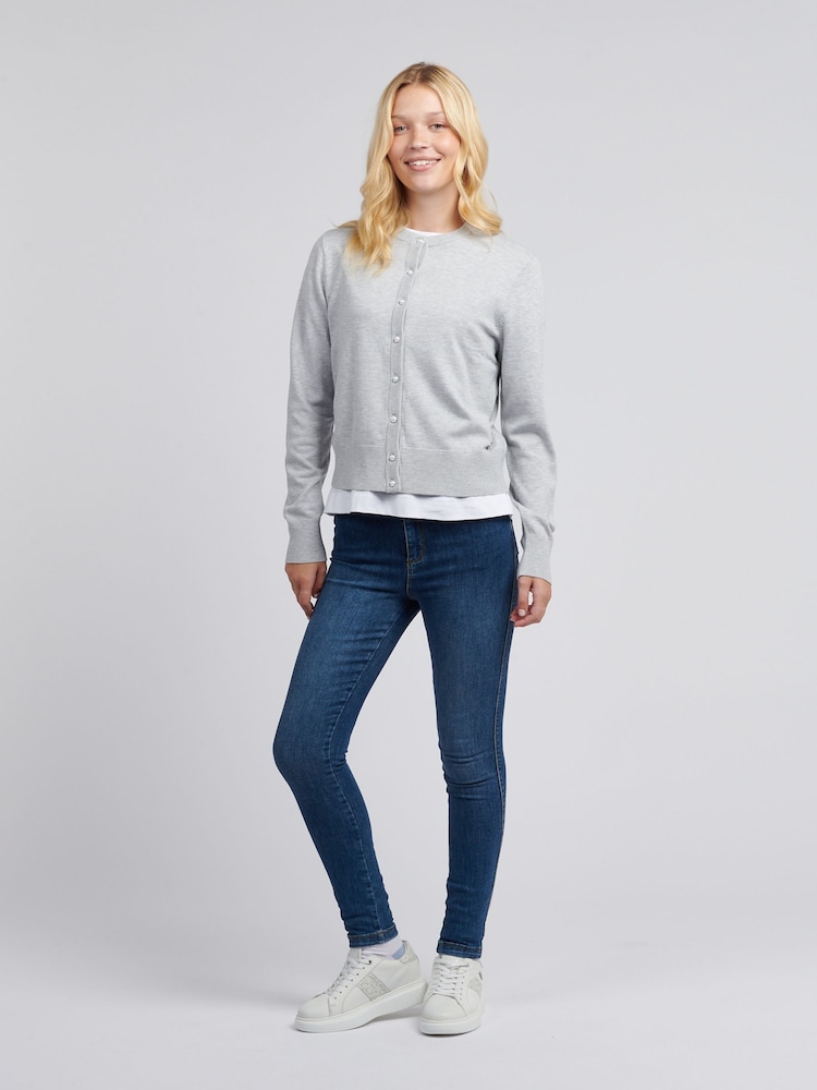 U.S. Polo Assn Grey Womens Crafted Fine Knit Cardigan - Image 6 of 6