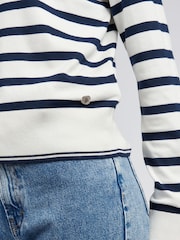 U.S. Polo Assn White Womens Fine Knit Stripe Cardigan - Image 2 of 4