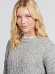 U.S. Polo Assn Grey Womens Aran Knit Jumper - Image 5 of 6