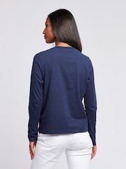U.S. Polo Assn Blue Womens Long Sleeve 100% Cotton T-Shirt - Image 2 of 5