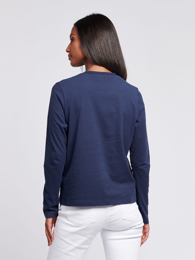 U.S. Polo Assn Blue Womens Long Sleeve 100% Cotton T-Shirt - Image 2 of 5