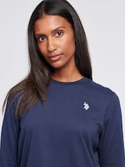 U.S. Polo Assn Blue Womens Long Sleeve 100% Cotton T-Shirt - Image 4 of 5