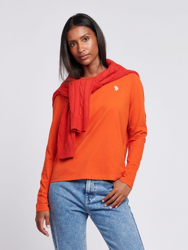 U.S. Polo Assn Womens Long Sleeve 100% Cotton T-Shirt - Imagen 1 de 6