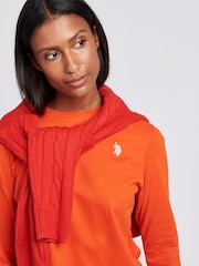 U.S. Polo Assn Womens Long Sleeve 100% Cotton T-Shirt - Imagen 2 de 6