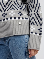 U.S. Polo Assn Grey Womens Large Fairisle Pattern Jumper - Image 2 of 8