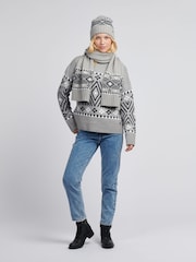U.S. Polo Assn Grey Womens Large Fairisle Pattern Jumper - Image 3 of 8