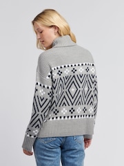 U.S. Polo Assn Grey Womens Large Fairisle Pattern Jumper - Image 4 of 8