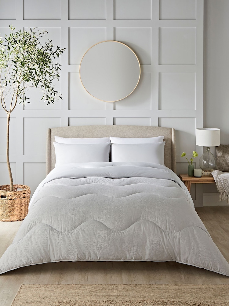 Night Lark Seersucker Coverless Duvet and Pillowcase 4.5 Tog Set - Image 1 of 9